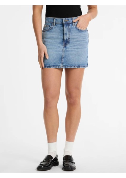 Guess Kadın Mavi Jean Mini Etek