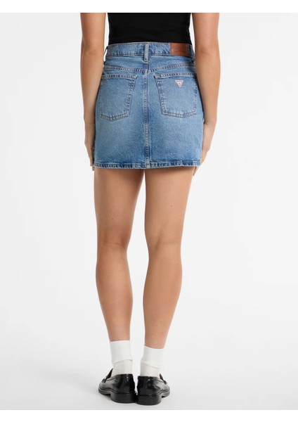 Guess Kadın Mavi Jean Mini Etek