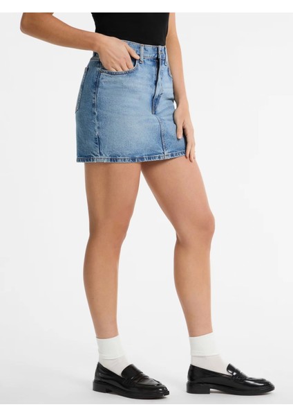 Guess Kadın Mavi Jean Mini Etek