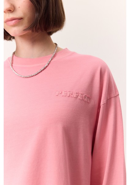 Yıkama Efektli Uzun Kollu Tshırt Pembe fiyatları