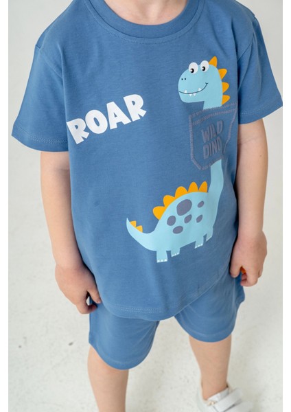 Wild Dino Baskılı Erkek Çocuk Şortlu Takım 50302