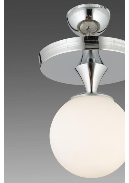 Ahu Tekli Gümüş Plafonyer Beyaz Glop Camlı Avize fırsatları