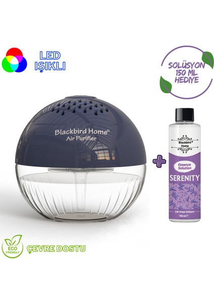 Işıklı Hava Temizleyici Küre Antrasit + 150 ml Serenity Küre Solüsyonu