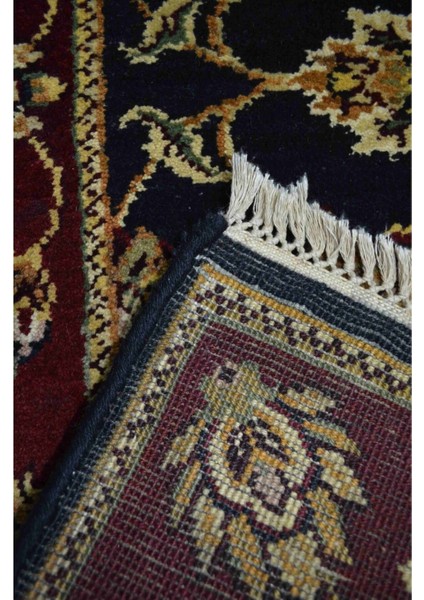 El Dokuma Kirman Yünü Bordo ve Siyah Renk Uşak Ziegler Halısı (92 x 160 cm , 1.47 M )