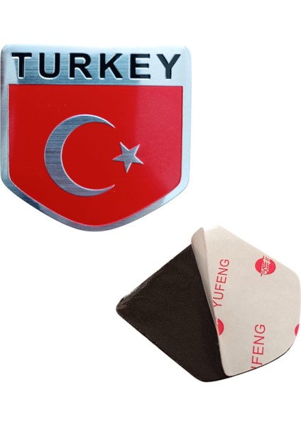 Türk Bayrağı Turkey Yazılı Etiket Metal Sticker 5cm fiyatları
