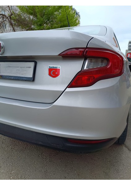 Türk Bayrağı Turkey Yazılı Etiket Metal Sticker 5cm modelleri