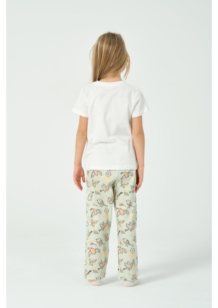Kız Çocuk Kuş Desenli Kısa Kollu Pijama Takımı modelleri