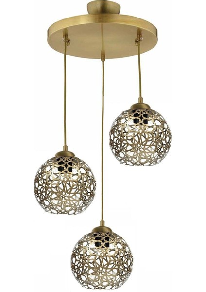 Modern Selçuklu Top Motif Yıldız Ferforje Model Retro Rustik Sarkıt Avize