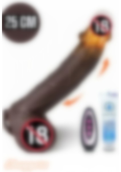 Uzaktan Kumandalı Isıtmalı Ileri Geri Hareketli Rotasyonlu Realistik Penis Vibratör Dildo 25 cm