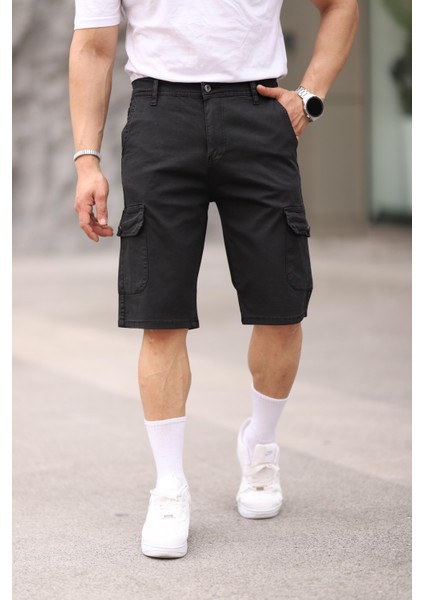 Erkek Slim Fit Kargo Cepli Kapri Şort