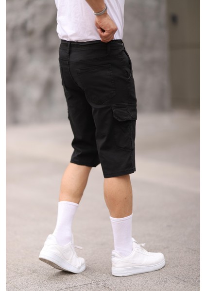 Erkek Slim Fit Kargo Cepli Kapri Şort