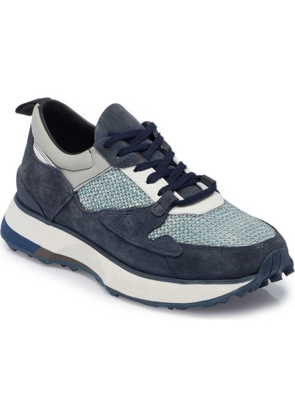 Lacivert Hakiki Süet Deri Erkek Sneaker - E24I1AY56714-D44