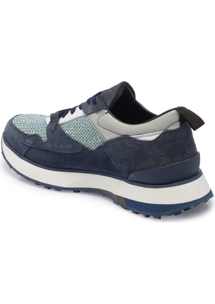 Lacivert Hakiki Süet Deri Erkek Sneaker - E24I1AY56714-D44