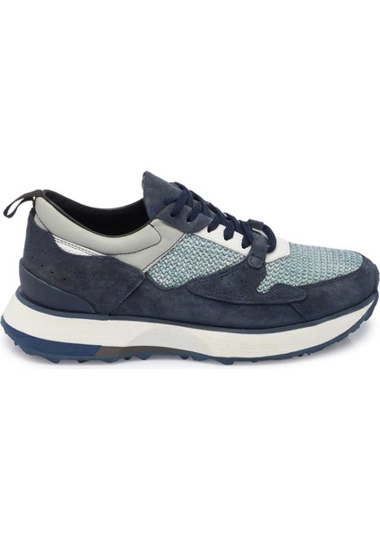 Lacivert Hakiki Süet Deri Erkek Sneaker - E24I1AY56714-D44