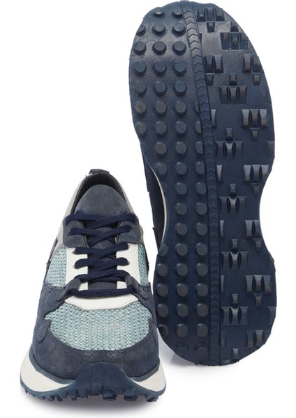 Lacivert Hakiki Süet Deri Erkek Sneaker - E24I1AY56714-D44