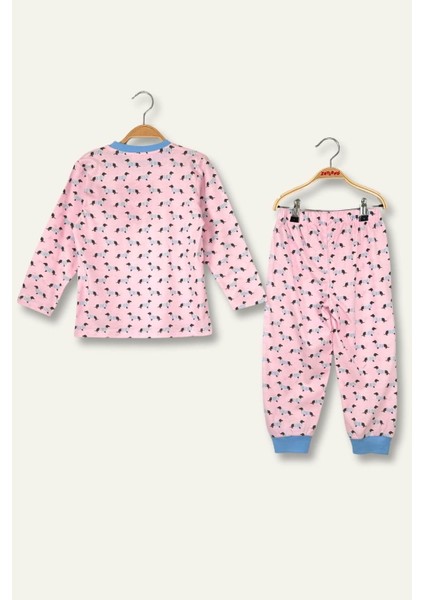 Unisex Çocuk Desenli Pijama Takımı - Pembe fırsatları