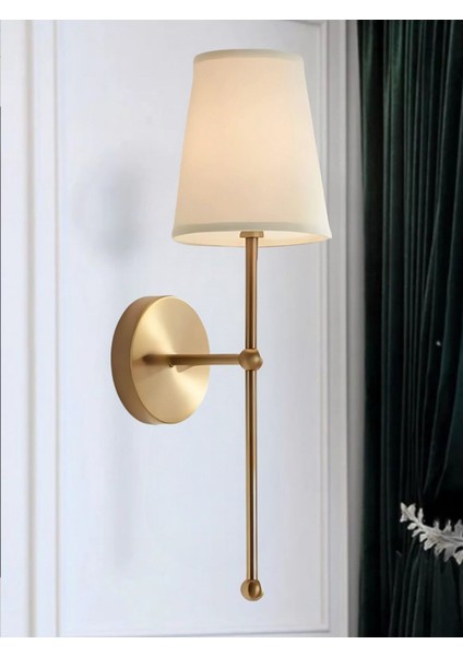Modern Tasarım 1 Adet Duvar Ledli Pilli Aplik Tak Çalıştır Eskitme Gold Krem Abajur Gün Işığı Pilli