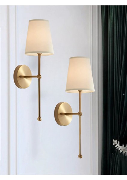 Modern Tasarım 1 Adet Duvar Ledli Pilli Aplik Tak Çalıştır Eskitme Gold Krem Abajur Gün Işığı Pilli