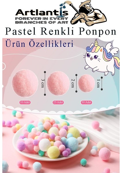 Renkli Pon Pon 10 20 30 mm 170 Li 1 Paket Pastel ve Ana Renkler Peluş Ponpon Tüylü Ponpon Okul Öncesi Kreş Elişi Etkinli