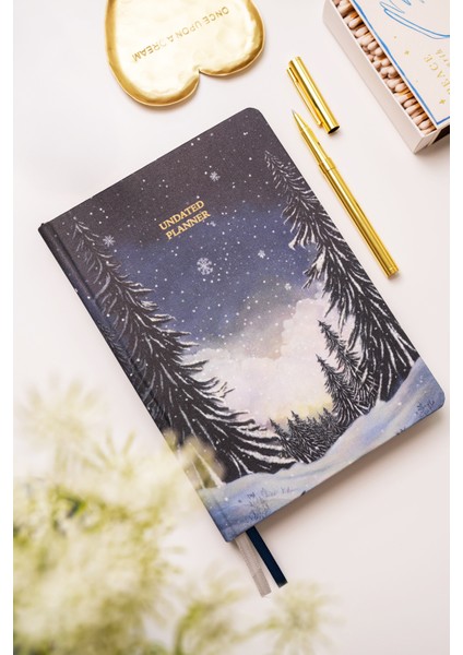 Premium Edition A5 15X21 cm Keten Baskılı Süresiz Planlayıcı Ajanda Silent Night