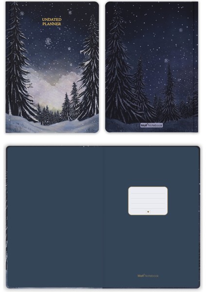 Premium Edition A5 15X21 cm Keten Baskılı Süresiz Planlayıcı Ajanda Silent Night