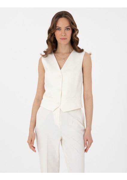 Kadın Beyaz Slim Fit Yelek 50300093-VR013