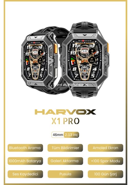 Harvox Watch X1 Pro Saat Iphone ve Android Tüm Telefonlara Uyumlu 100GÜN Sarj Süreli Akıllı Saat