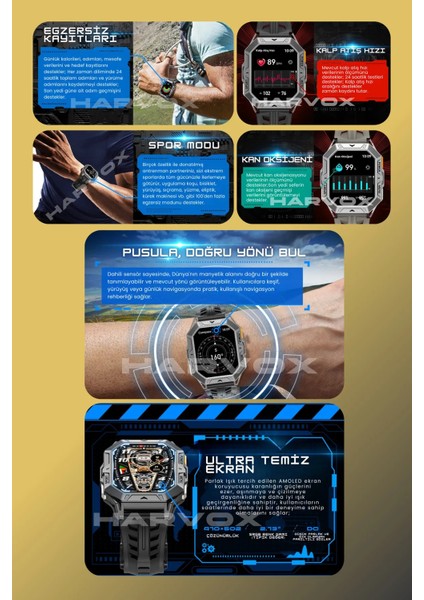 Harvox Watch X1 Pro Saat Iphone ve Android Tüm Telefonlara Uyumlu 100GÜN Sarj Süreli Akıllı Saat