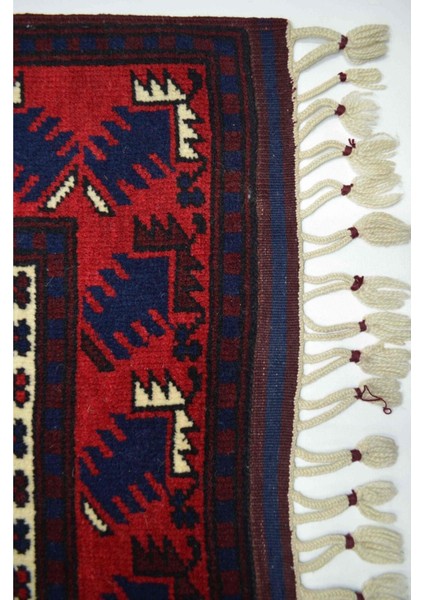 El Dokuma Lacivert Kırmızı Renk Yağcıbedir Halısı 57 x 108 cm (0.61 M²) fırsatları