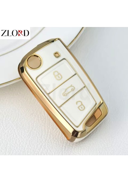 Volkswagen Tiguan Beyaz-Gold Anahtar Kılıfı 2016-2020 fiyatları