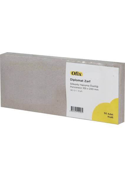 Diplomat Zarf Penceresiz 105 x 240 mm 50 Adet - Kraft fiyatları
