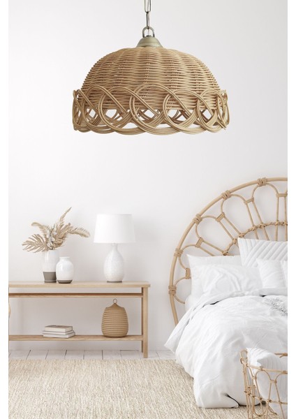 Rattan Bambu Hasır Sarkıt Avize 35 cm Zincirli Eskitme Sarkıt indirimleri
