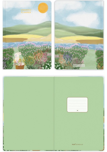 Premium Edition A5 15X21 cm Keten Baskılı Süresiz Planlayıcı Ajanda Bunny Trail