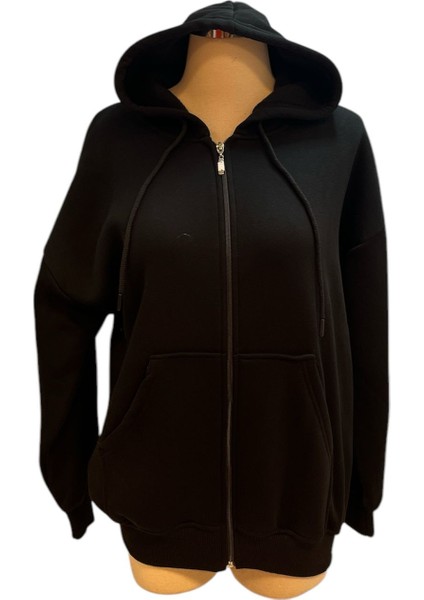Avcıoglu 3 Ip Siyah Renk Cepli Fermuarlu Kapüşonlü Kadın Ceket