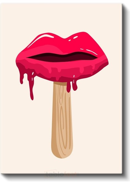 Dudak Dondurma - Pop Art Tarzı Eğlenceli Kanvas Tablo