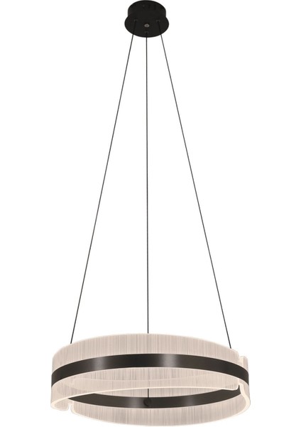 Ecrin 60'lık Yuvarlak Siyah 84 Watt Ledli Modern Tasarım Mutfak Salon Avize
