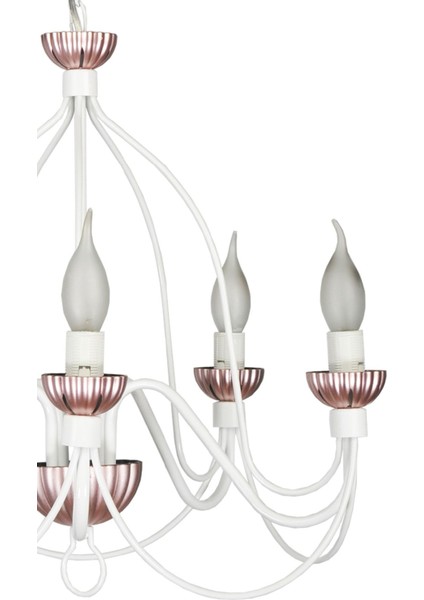 5'lü Metal Aydınlatma Tavana Asılı Avize - Beyaz Pembe renk Seçeneği modelleri