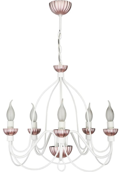 5'lü Metal Aydınlatma Tavana Asılı Avize - Beyaz Pembe renk Seçeneği fırsatları