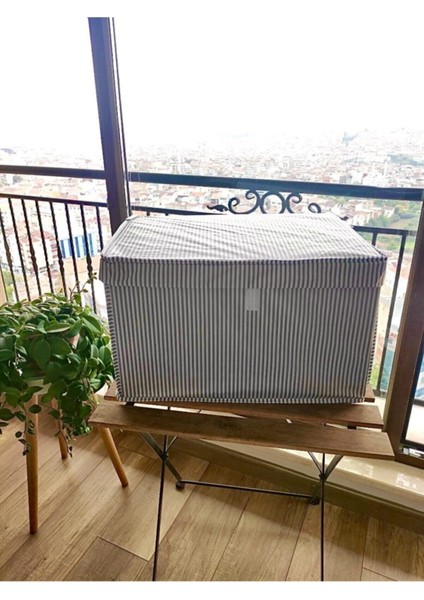 5 Adet - Kapaklı Çok Amaçlı Çamaşır-Saklama-Düzenleme Vb Hurç, Kutu 50 x 40 x 30 - Maxi Kutu - Gri