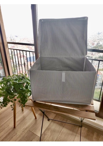 5 Adet - Kapaklı Çok Amaçlı Çamaşır-Saklama-Düzenleme Vb Hurç, Kutu 50 x 40 x 30 - Maxi Kutu - Gri