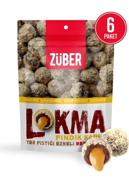 Lokma Fındık Kaplı Fıstık Ezmeli Meyve Topu 96G x 6 Paket