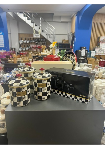 Emaye 3'lü büyük baharatlık seti, şık ve dayanıklı mutfak aksesuarı fiyatları