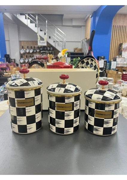 Emaye 3'lü büyük baharatlık seti, şık ve dayanıklı mutfak aksesuarı fırsatları