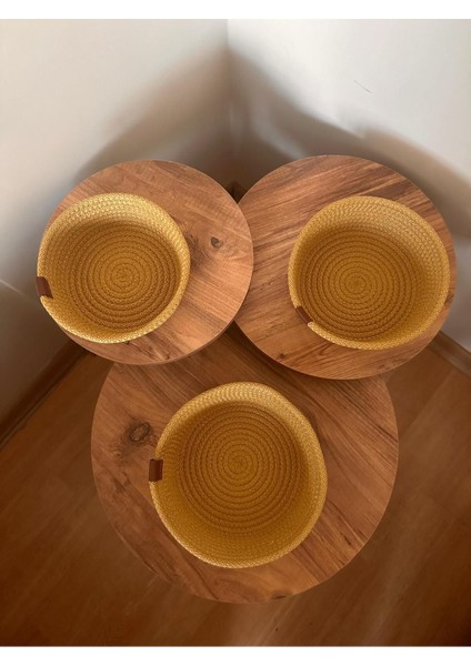 El Yapımı Çok Amaçlı 3'lü Hasır Sepet, Sarı, 20x20 cm fiyatları