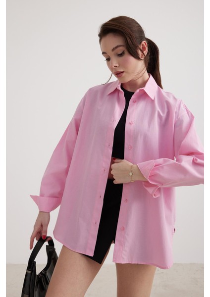 Oversize Kadın Gömlek Pembe fırsatları