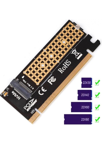 9043 M.2 Nvme SSD Ngff To Pcie 3.0 X16 Adaptör M Key Kart Çevirici Dönüştürücü