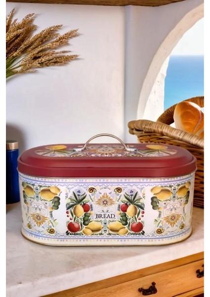 Beyaz Metal Oval Ekmeklik, Orta Boy, Şık ve Kullanışlı Ekmek Kutusu, 32x20, Bej