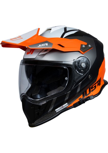 J34 Pro Outer Space Kapalı Motosiklet Kaskı Siyah Antrasit Oranj
