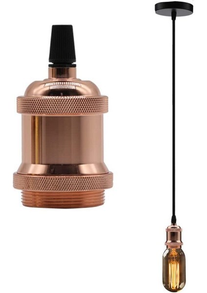 Metal Sarkıt Red Gold Lamba Bakır Retro Aydınlatma Bakır Soket E27 Duy Takımı