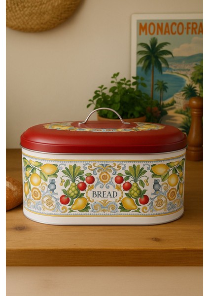 Beyaz Metal Oval Ekmeklik, Orta Boy, Şık ve Kullanışlı Ekmek Kutusu, 32x20, Bej